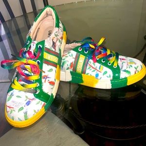 Designer tropical parrot and rainbow design